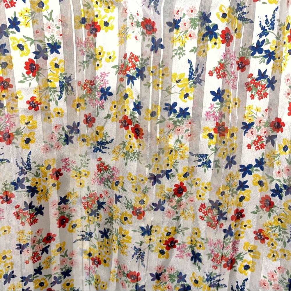 Banana Replubic Floral Printed Sheer Pleated Cap Ruffle Sleeves Blouse Size M - Picture 3 of 10